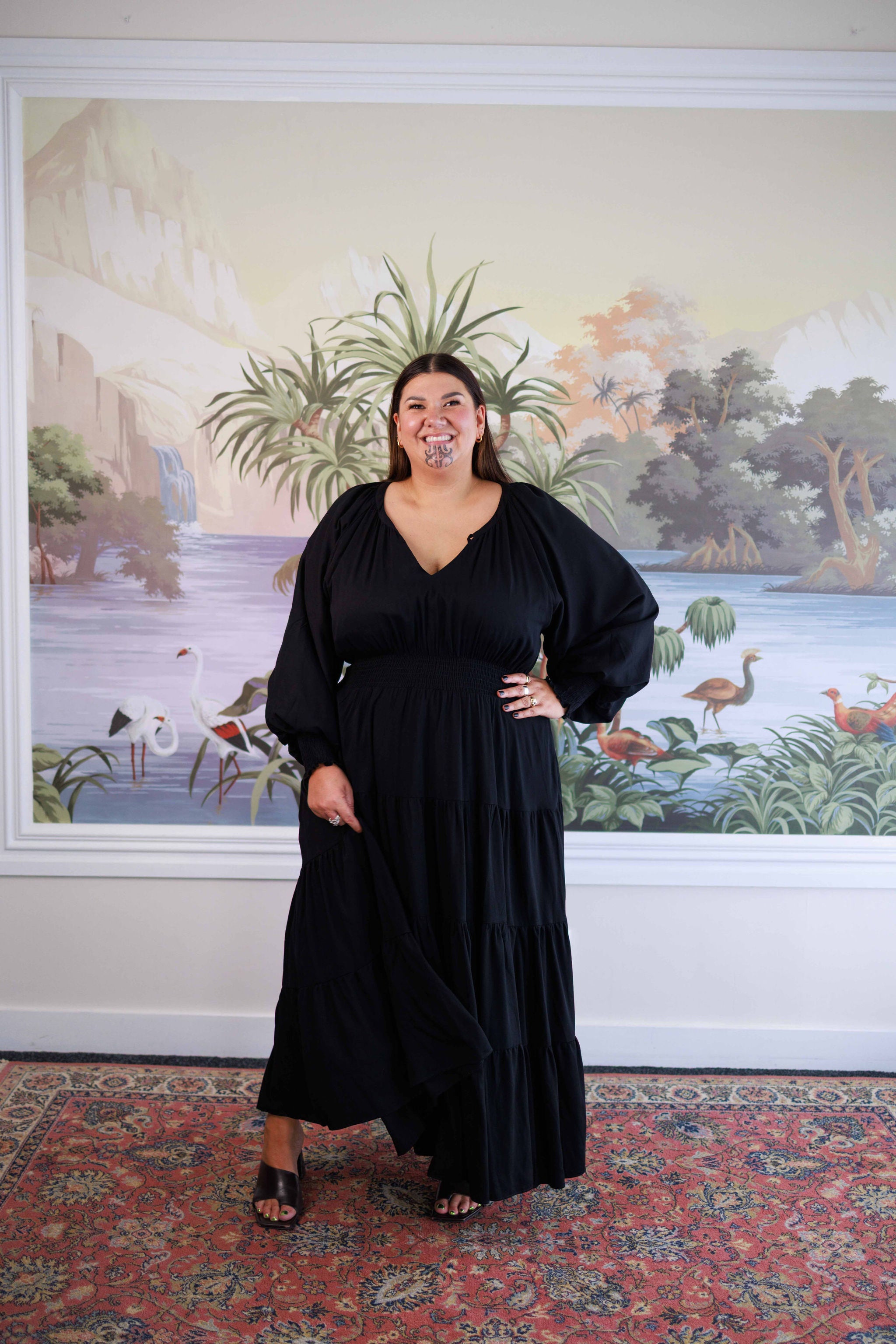 green emerald velvet dress Long Pleated Plus-Size Formal Dress with Long Sleeves PromGirl