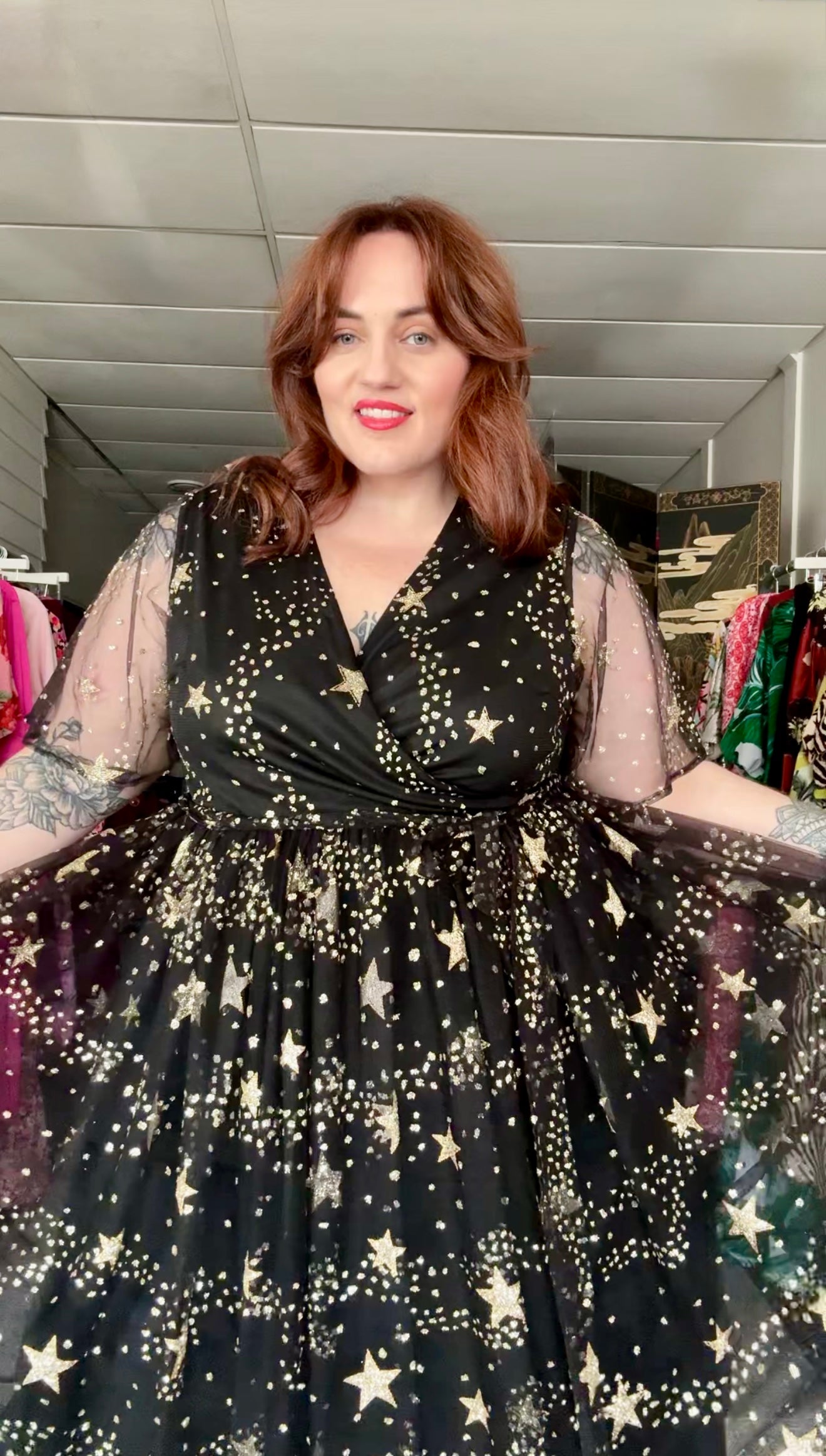 star glitter dress Aurora formal star dress