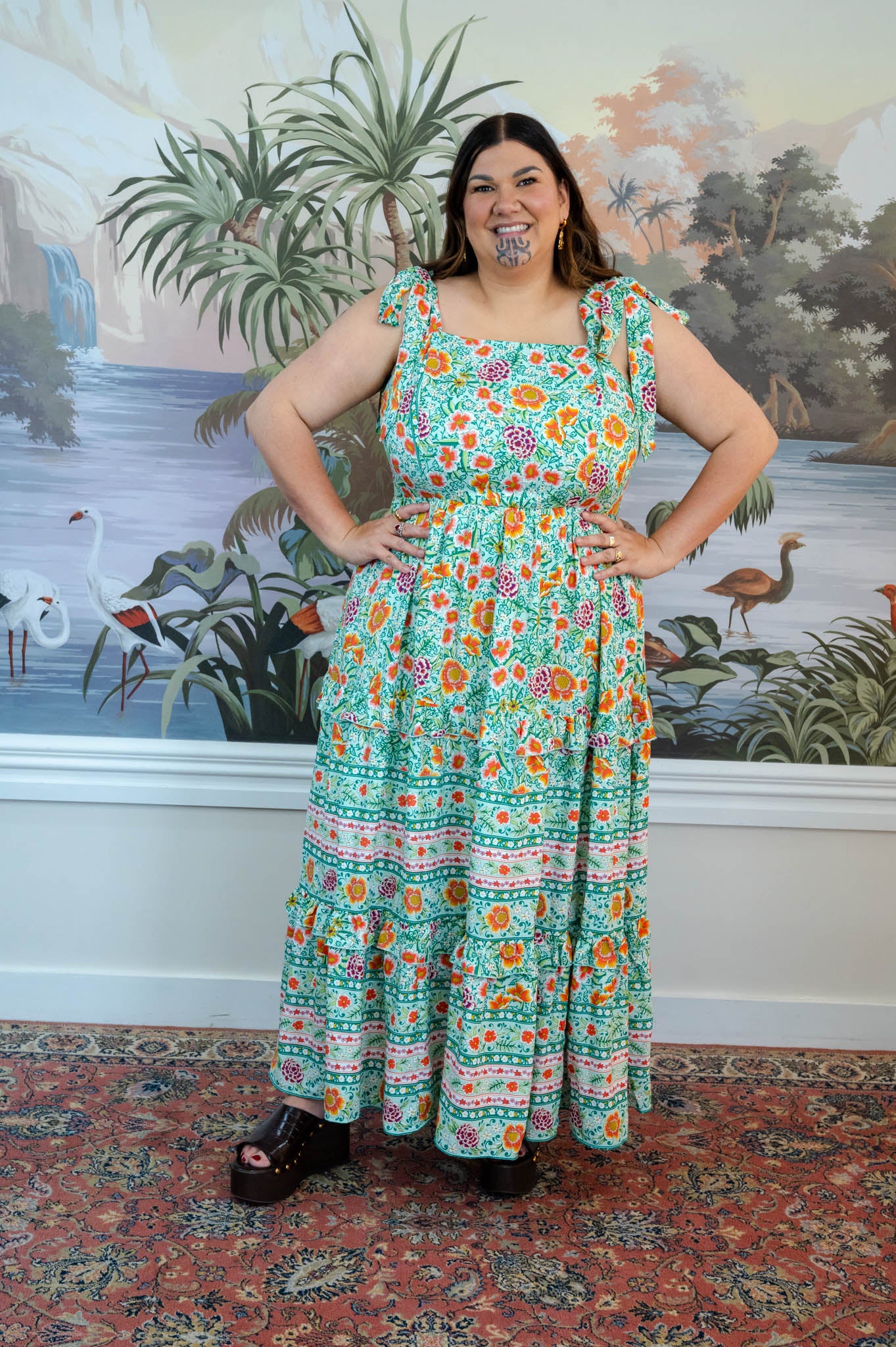 Dawn Dress Green Boho Friday Flamingo Dawn Dress Green Boho Friday Flamingo