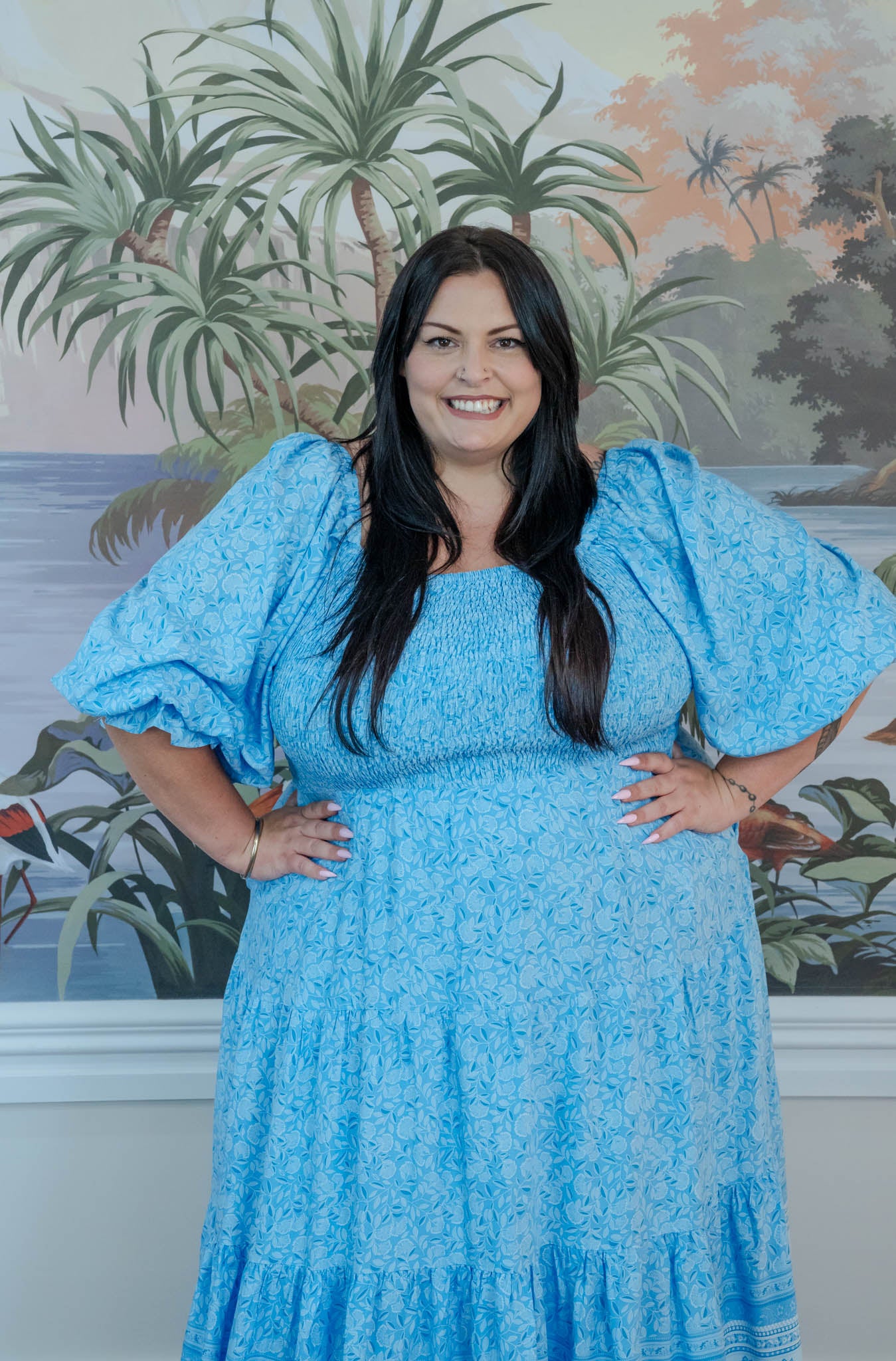 Meadow Dress – Blue Boho Maxi – Friday Flamingo