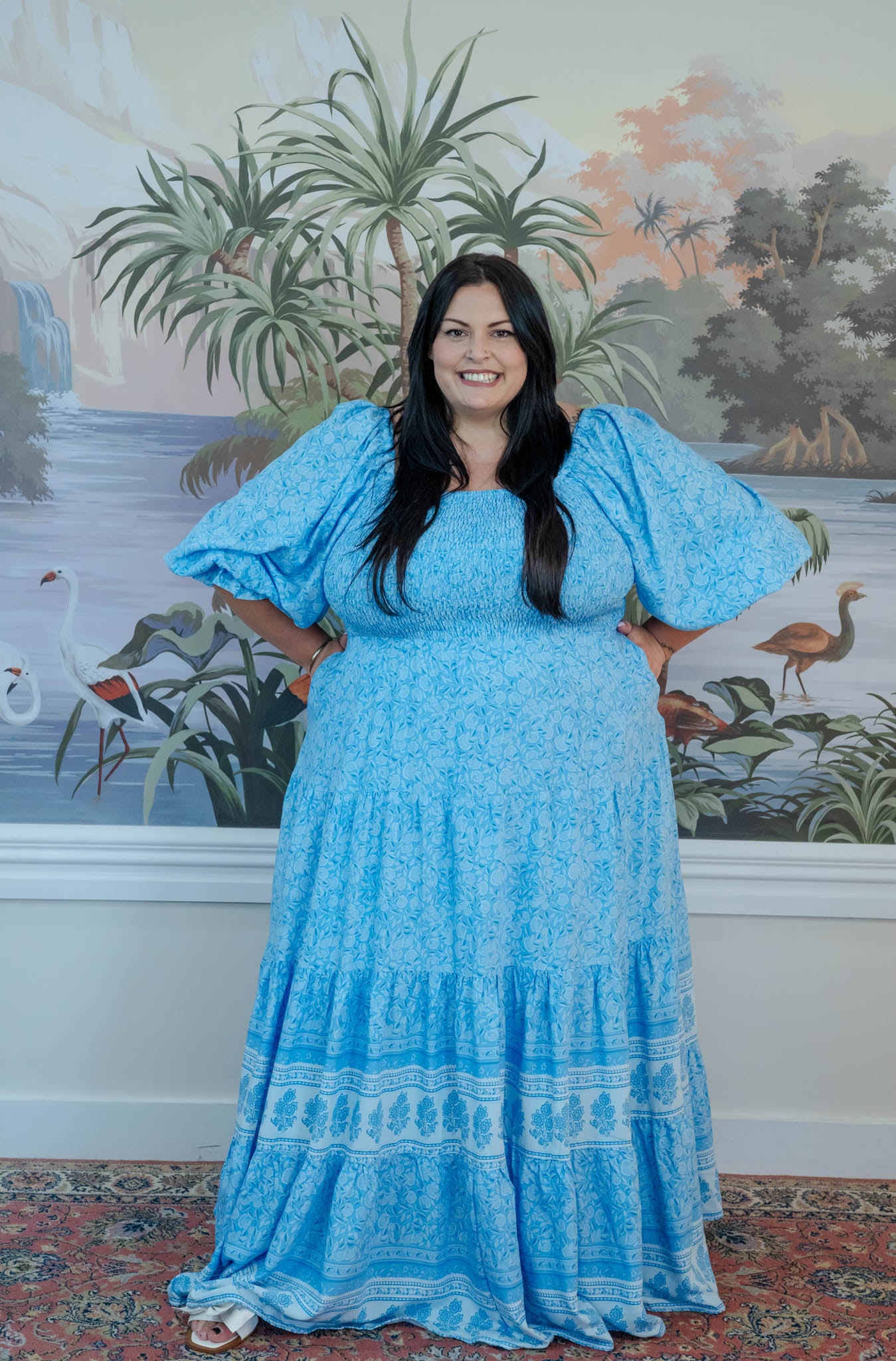 Meadow Dress – Blue Boho Maxi – Friday Flamingo